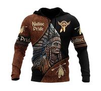 keepmore Felpe con Cappuccio da Uomo con Cappuccio Stampato in 3D con Tatuaggi nativi Americani Indiani Pullover Sportwear con Tasca