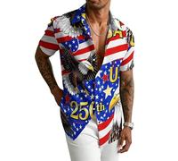 keepmore Maglietta a Maniche Corte da Uomo con Stampa 3D patriottica dell'aquila e della Statua della libertà Collo a Revers con Bandiera Americana e Cavallo per Feste del 4 luglio e per la Spiaggia