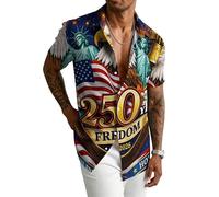 keepmore Maglietta a Maniche Corte da Uomo con Stampa 3D patriottica dell'aquila e della Statua della libertà Collo a Revers con Bandiera Americana e Cavallo per Feste del 4 luglio e per la Spiaggia