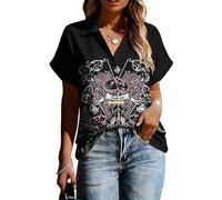 keepmore Magliette Polo da Donna a Maniche Corte con Scollo a V per San Valentino Top da Lavoro Casual Elegante con Colletto Camicette Carine