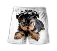 keepmore Pantaloncini hawaiani da Uomo Pantaloncini da Bagno Leggeri con Coulisse Elastica in Vita Pantaloncini da Spiaggia Estivi con Motivo 3D di Un Cane Carino Abbigliamento Sportivo all'aperto