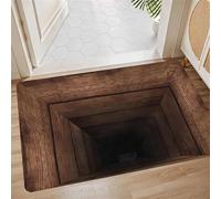 keepmore Tappetino da bagno in fango diatonico super assorbente con stampa a buco illusione 3D antiscivolo ad asciugatura rapida tappeto divertente con crepa per pavimento per ingresso di casa