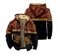 keepmore Uomini Peluche Giubbotti Western Azteco 3D Stampato Cerniera Felpa con Cappuccio con Cappuccio Peluche Cardigans Caldi Top Spessi Cappotti Abbigliamento Esterno