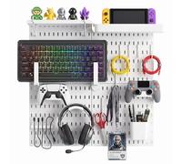 Keepo Kit combinato per pannello forato, organizer modulare da appendere, accessori per configurazione di gioco, supporto per controller e cuffie (bianco)