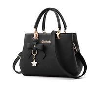 KEEPOP Borsa a tracolla da donna in pelle PU con manico superiore, Nero , 33 EU