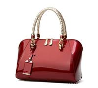 KEEPOP Borsa a tracolla da donna in pelle verniciata Borsa a tracolla lucida Borsa a tracolla per appuntamenti di lavoro per feste Shopper Satchel, Borgogna, Taglia unica