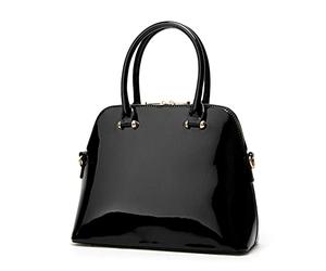 KEEPOP Borsa da donna in pelle verniciata con manico superiore, borsa a tracolla lucida, borsa a tracolla per lavoro, sera, feste, shopper, Nero , Taglia unica