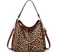 KEEPOP Borsa Donna Leopardo Borse a Tracolla Modello Della Mucca Borsetta Borse a Mano PU Pelle Borse a Spalla Multifunzione Messenger Bag per Shopper Viaggio Lavoro Festa