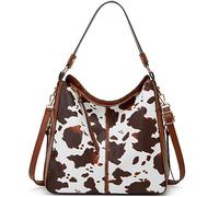 KEEPOP Borsa Donna Leopardo Borse a Tracolla Modello Della Mucca Borsetta Borse a Mano PU Pelle Borse a Spalla Multifunzione Messenger Bag per Shopper Viaggio Lavoro Festa