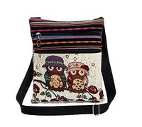 KEEPOP Mini borsa a tracolla in tela da donna e ragazza, borsa a tracolla per cellulare, con gufo ricamato, 550 C, 33 EU