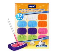Keepow 12 Pezzi Cuffietta In Microfibra per Swiffer, Panni Riutilizzabili per Swiffer Lavapavimenti, 6 Colori - Utilizzabile In Diverse ZoneUtilizzo A Secco E Bagnato, Ideale per Swiffer Sweeper