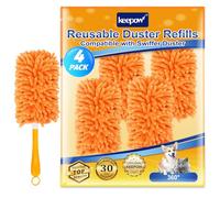 KEEPOW 4 Pezzi Duster Ricariche per Swiffer Duster Piumini Catturapolvere, Superassorbente, Panni Riutilizzabili compatibili con Swiffer Panni catturapolvere, Efficiente Rimozione Della Polvere