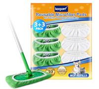 KEEPOW 6 Panni Catturapolvere Riutilizzabili per Swiffer Sweeper Mop - Cuffietta in Microfibra per Swiffer Panni Catturapolvere - Confezione da 3 Verde+ 3 Bianco