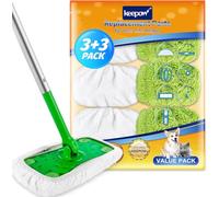 KEEPOW 6 Panni Riutilizzabili per Swiffer Panni Catturapolvere - Lavabili | Panni Microfibra per Swiffer Wet, Chenille, 5× potere pulente, Asciutti e Bagnati, 3+3 Pezzi per Zone Diverse, Lavabili