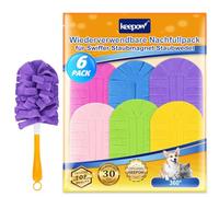 KEEPOW 6 Pezzi Duster Ricariche per Swiffer Panni Catturapolvere, Lavabili per Swiffer Piumini Catturapolvere, Super Assorbenti in Microfibra per Intrappolare Sporco e Polvere (Manico non inclusa)