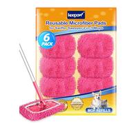 KEEPOW 6 Pezzi Rosa per Swiffer Lavapavimenti, Cuffietta In Microfibra per Swiffer Mocio Lavapavimenti, Chenille - Ottimo Effetto Pulente, Riutilizzabili per Swiffer Panni Catturapolvere