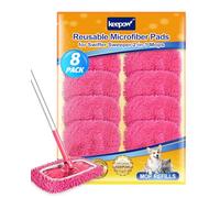 KEEPOW 8 Cuffietta In Microfibra per Swiffer Lavapavimenti, Panni Lavabile per Swiffer Cattura Polvere, Chenille - per Swiffer Scopa, Ideale per La Pulizia Di Pavimenti Duri E In Legno