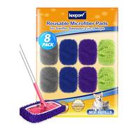 KEEPOW 8 Panni Riutilizzabili per Swiffer Lavapavimenti, Chenille, Elevata Capacità Di Assorbimento, Microfibra Panni Lavabile per Swiffer Panni Catturapolvere, 4 Colori - Utilizzabile In Diverse Zone