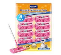 KEEPOW 8 Panni Riutilizzabili per Swiffer Lavapavimenti, Ottimo Effetto Pulente, Cuffietta In Microfibra per Swiffer Panni Catturapolvere, Panni Pavimenti Asciutti/Bagnati per Swiffer Mocio