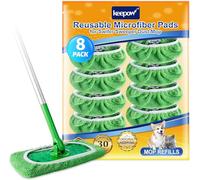 KEEPOW 8 Verde Panni per Swiffer Lavapavimenti, Microfibra Panni per Swiffer Scopa, Lavabili per Swiffer Panni Catturapolvere, Panni Riutilizzabili per Swiffer Sweeper Mop, 8 Pezzi