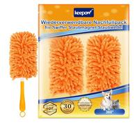 KEEPOW Duster Ricariche per Swiffer Panni catturapolvere, Panni Riutilizzabili compatibili con Swiffer Duster Piumini Catturapolvere, Superassorbente, Efficiente Rimozione Della Polvere, 2 Pezzi