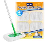 KEEPOW - Set di 4 panni umidi riutilizzabili per mocio Sweeper, lavabili per mocio bagnato, per la pulizia dei pavimenti in legno duro, colore bianco
