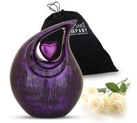 KEEPSAKE COMPANY Grandi urne a goccia bianche con cuori neri per ceneri umane maschili - Urne per uomini e donne adulti - Urna a cuore, 2,5 litri, bianca con cuore nero