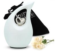 KEEPSAKE COMPANY Mini urne piccole a goccia bianche opache per ceneri umane con cuore in argento (altezza 3 pollici) - Urna - Urna funeraria - Urna per piccoli animali domestici -ERN, Bianco
