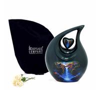 KEEPSAKE COMPANY Urne a cuore a goccia blu-verdi per ceneri umane maschio adulto| Urne crematorie per ceneri di adulti maschili |Uomini e donne | Grande | Capacità di 2,5 litri, urna verde blu