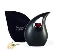 KEEPSAKE COMPANY Urne a goccia opache con cuore rosso per ceneri umane maschili - Urna per uomini e donne adulti - Decorativa ed ERN, Urna a cuore, 2,5 litri, Cuore rosso nero opaco