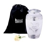 KEEPSAKE COMPANY Urne crematorie bianche grandi per ceneri di adulti - Design con ali d'angelo e cuore - Contenitore per ceneri funebri - Urna per ceneri maschili, bianche - Grandi