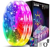 Keepsmile Nastro Led 30m (15mx2), Led Camera Bluetooth, Striscia Led Controllato da Telecomando APP, Ghirlanda luminosa Decorazione Camera Led Ufficio