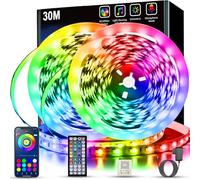 Keepsmile Striscia LED RGB da 30 m, con controllo app remoto e Bluetooth, set di timer, dimmerabile, striscia luminosa a LED Music Sync Colour Changing LED per la decorazione della camera da gioco (2