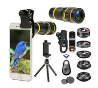 Keepxyz Cell Phone Camera Lens with Tripod+ Shutter Remote,6 in 1 18 x Telephoto Zoom Lens/Wide Angle/Macro/Fisheye/Kaleidoscopie/CPL, Clip-on lense Compatible for iPhone 8 7 6s Plus, Samsung and Othe