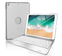 KEEPXYZ iPad Keyboard Case for iPad PRO 9.7 inch, New 2018 iPad, 2017 iPad, iPad Air 1 And 2 Bluetooth Keyboard with 130° Smart Folio Hard Back Cover, Ultra Slim, Auto Wake And Sleep - Silver