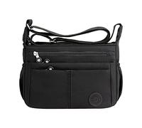 KEERADS 2023 borsa in tessuto di nylon una borsa a tracolla borsa tote leggera borsa di grande capacità multi-tasca grande capacità borsa messenger casual pranzo Bambino Isotermica, Le Noir, Taglia