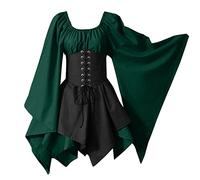 Keerlonno Abito Gotico Donna Abito Medievale Rinascimentale Cosplay Retrò Vestiti Medievale Celtico Principessa Gotico Carnevale Halloween Abiti Vintage Rinascimentale Lungo Rinascimento