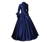 Keerlonno Abito Medievale Donna Lungo, Costumi Carnevale Donna Abito Con Cappuccio Stampato Allacciato A Maniche Lunghe Retrò Con Cappuccio E Ampia Gonna Da Palazzo Abito Celtico Vintage