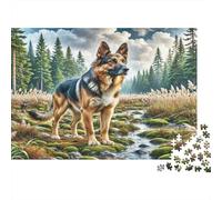 Keeshond 1000 Pezzi per Adulti, Pastore Tedesco presso il Ruscello Gioco Divertente e Sfidante Ottima Idea Regalo 38x26cm 1000 Pezzi