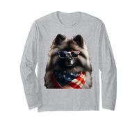 Keeshond Dog 4 luglio American Independence Day Proprietario mamma Maglia a Manica