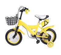 KEESUNG Bicicletta per bambini da 12 pollici, gialla per bambini, con cestino, campanello, ruote di sostegno, doppio supporto freno, freno a mano per bambini dai 2 ai 4 anni in su