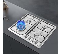 KEESUNG Fornello a gas a 4 fuochi in acciaio inox, 4 fuochi, fornello a gas e GPL, fornello a gas integrato, per la cottura in abitazioni private o ristoranti, 58 x 50 cm