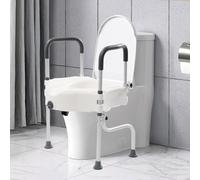 KEESUNG Rialzo per sedile WC con braccioli, 11 cm, rialzo per WC, 150 kg, altezza regolabile per anziani, telaio di supporto per il bagno