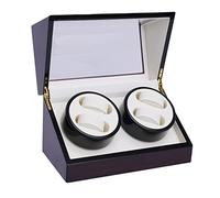 KEESUNG Scatola per orologi automatica 4 + 0 Watch Winder Box Lussuoso caricatore orologi scatola carica orologi scatola elettrica rotante, Esterno in legno di sandalo e interno bianco