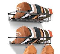 KEETDY Appendiabiti in metallo per cappelli da baseball, organizer da parete per 20 cappelli, 2 confezioni da 2 pezzi, nero