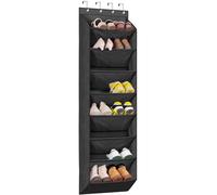 KEETDY Organizer da appendere sopra la porta con 8 tasche profonde, appendiabiti per armadio per 20 paia, scarpiera per porta stretta, nero