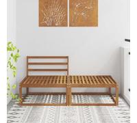 Keeushr Divano in legno di acacia, 2 pezzi, naturale, per esterni, con moderno design a doghe, in legno massiccio di acacia per una lunga resistenza agli agenti atmosferici, versatile