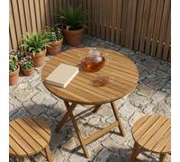 Keeushr Piano rotondo da 60 cm, in legno di teak massiccio, marrone | Per interni ed esterni, vernice a base d'acqua, non necessita di montaggio, facile da pulire