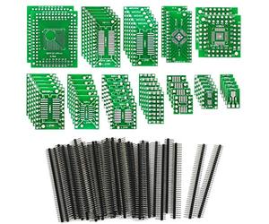 KeeYees 12 Tipi SMD a DIP Adattatore PCB Board Kit SOP8 SOP10 SOP14 SOP16 SOP20 SOP24 SOP28 0402/0603/0805 SMT SOT89/SOT223 TQFP100 QFN32 QFN44/48 con 40 pezzi Pin Header 2,54mm