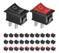 KeeYees 30 PCS Pulsante Interruttore a bilanciere AC 6A / 250V 10A / 125V 2 Pin 2 Posizioni On/off Barche Interruttore a bilanciere, Rot/Nero